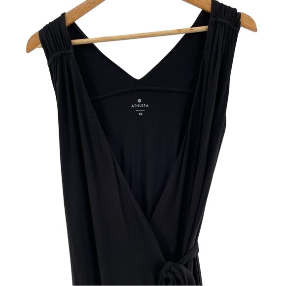 Athleta Activewear Flowy Windward Wrap Dress Black Balletcore Casual Size XS - Picture 3 of 8